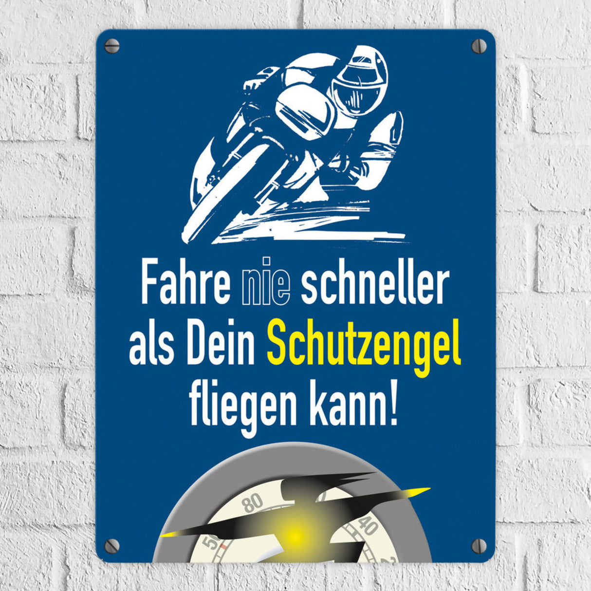 Motorrad-Fahrer Schild zum Thema Motorrad und Schutzengel
