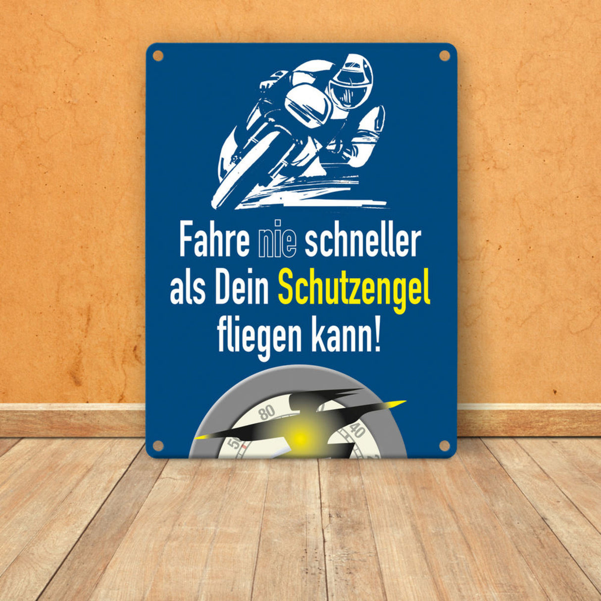 Motorrad-Fahrer Schild zum Thema Motorrad und Schutzengel