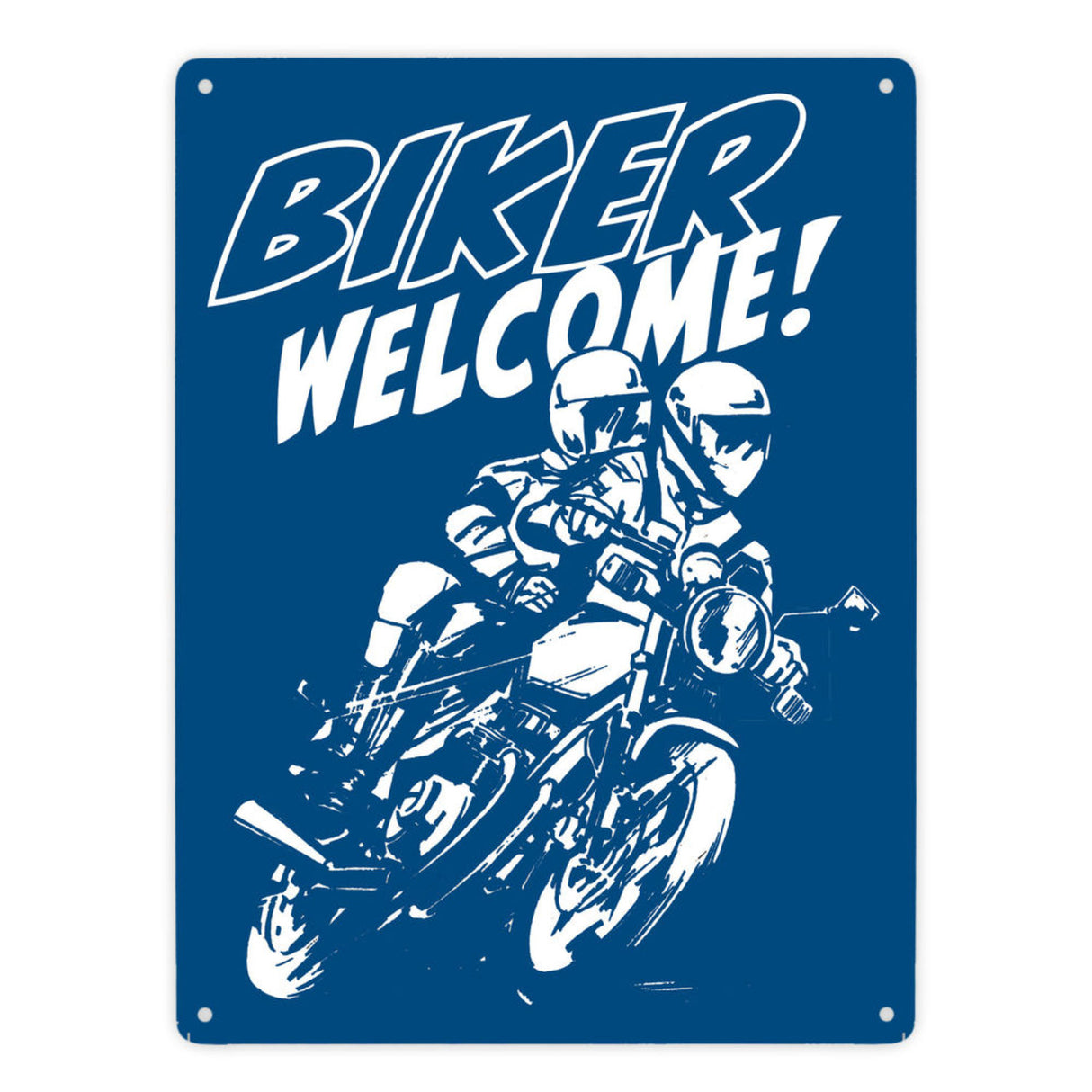 Biker Welcome Metallschild zum Thema Motorrad fahren und frei sein