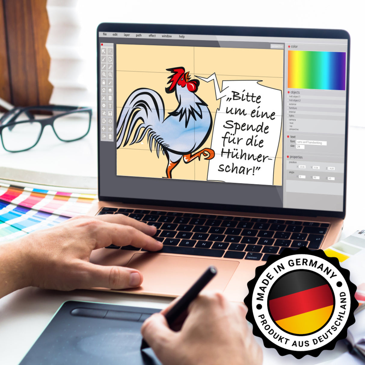 Spardose mit Hahn Motiv zum Thema Trinkgeld und lustigem Spruch
