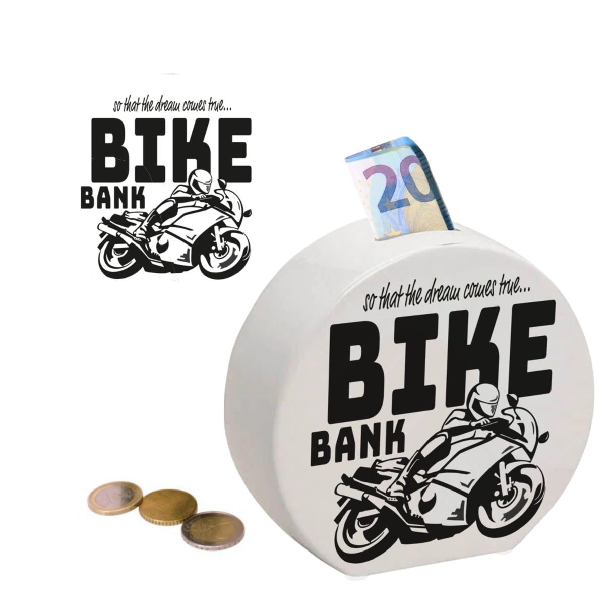 Bike Bank Spardose zum Thema Motorradkauf und Motorrad fahren