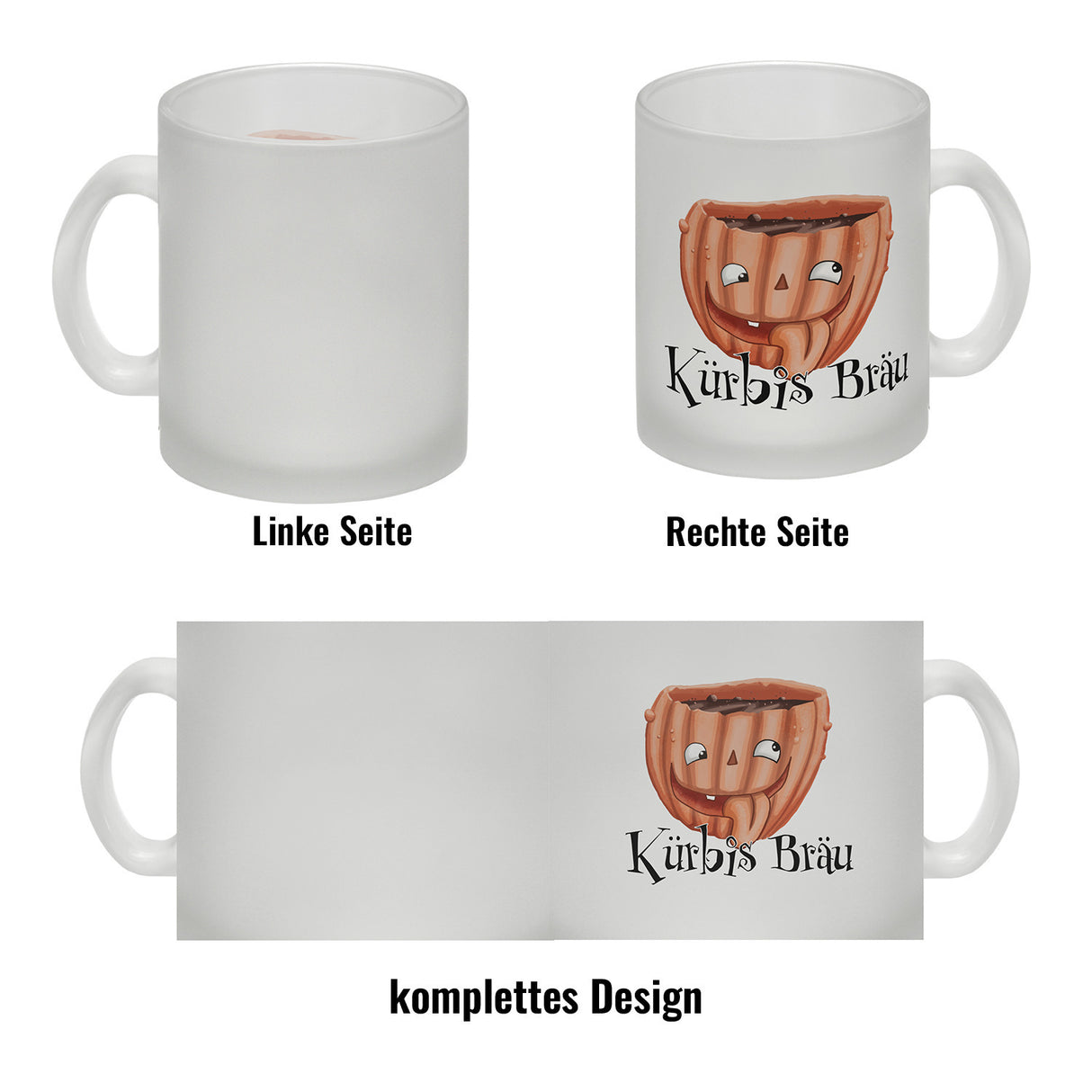 Kaffeetasse mit lustigem Kürbismotiv und Schriftzug - Kürbis Bräu