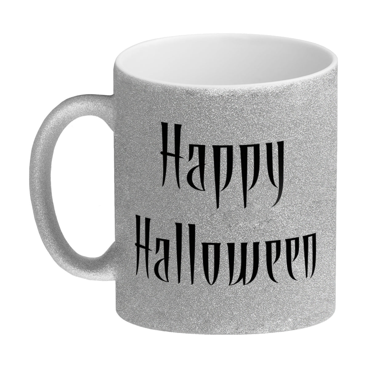 Kaffeetasse mit Totenköpfen und brennenden Kerzen - Happy Halloween