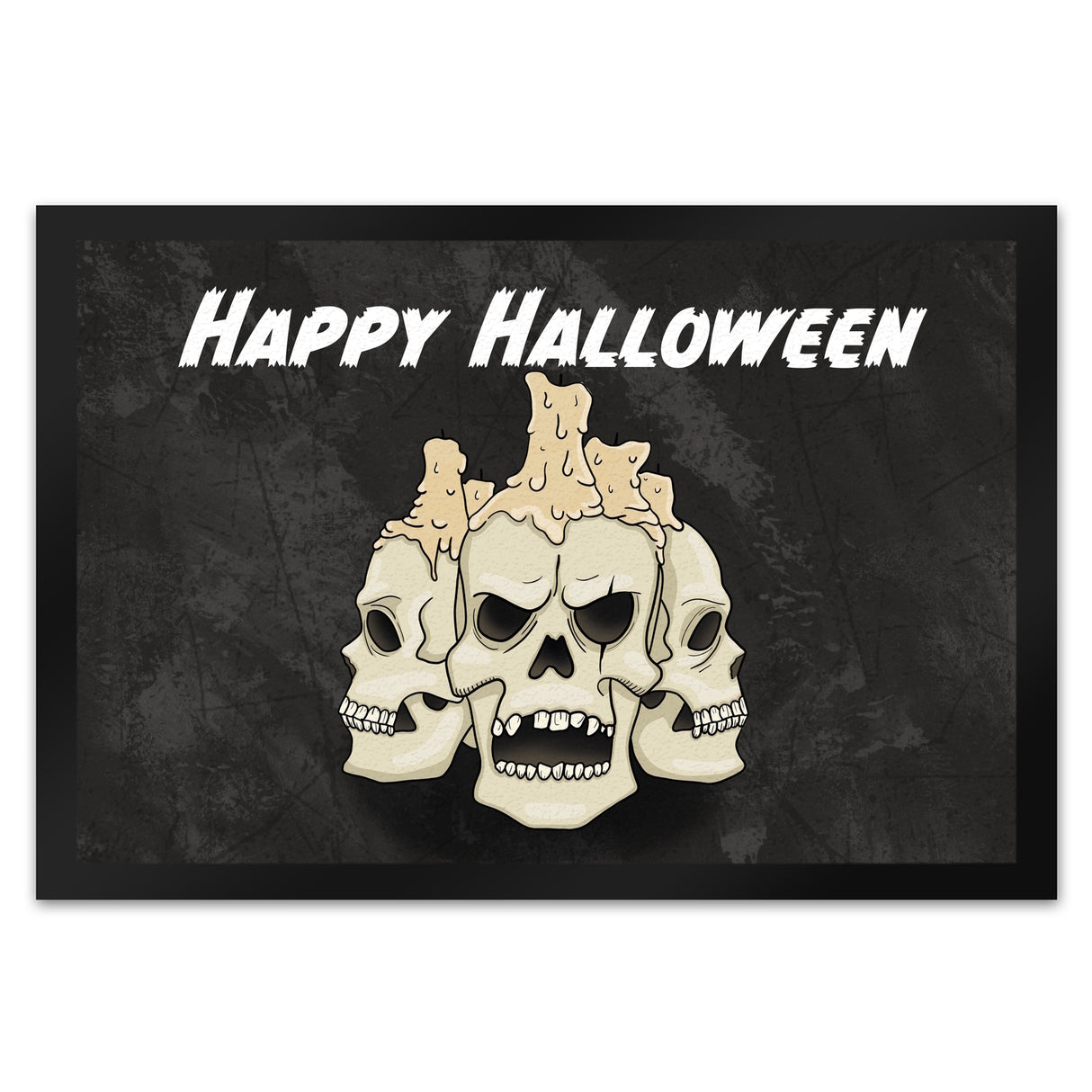 Fußmatte für Halloween mit Totenköpfen und Kerzen - Happy Halloween