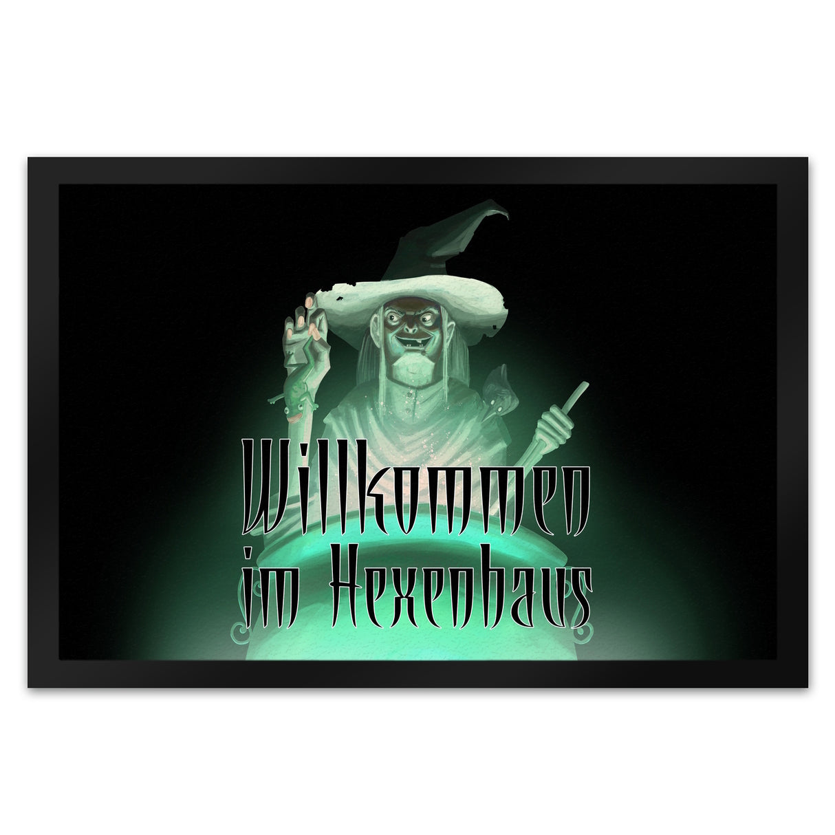 Fußmatte für Halloween mit böser Hexe und Hexenkessel - Willkommen im Hexenhaus