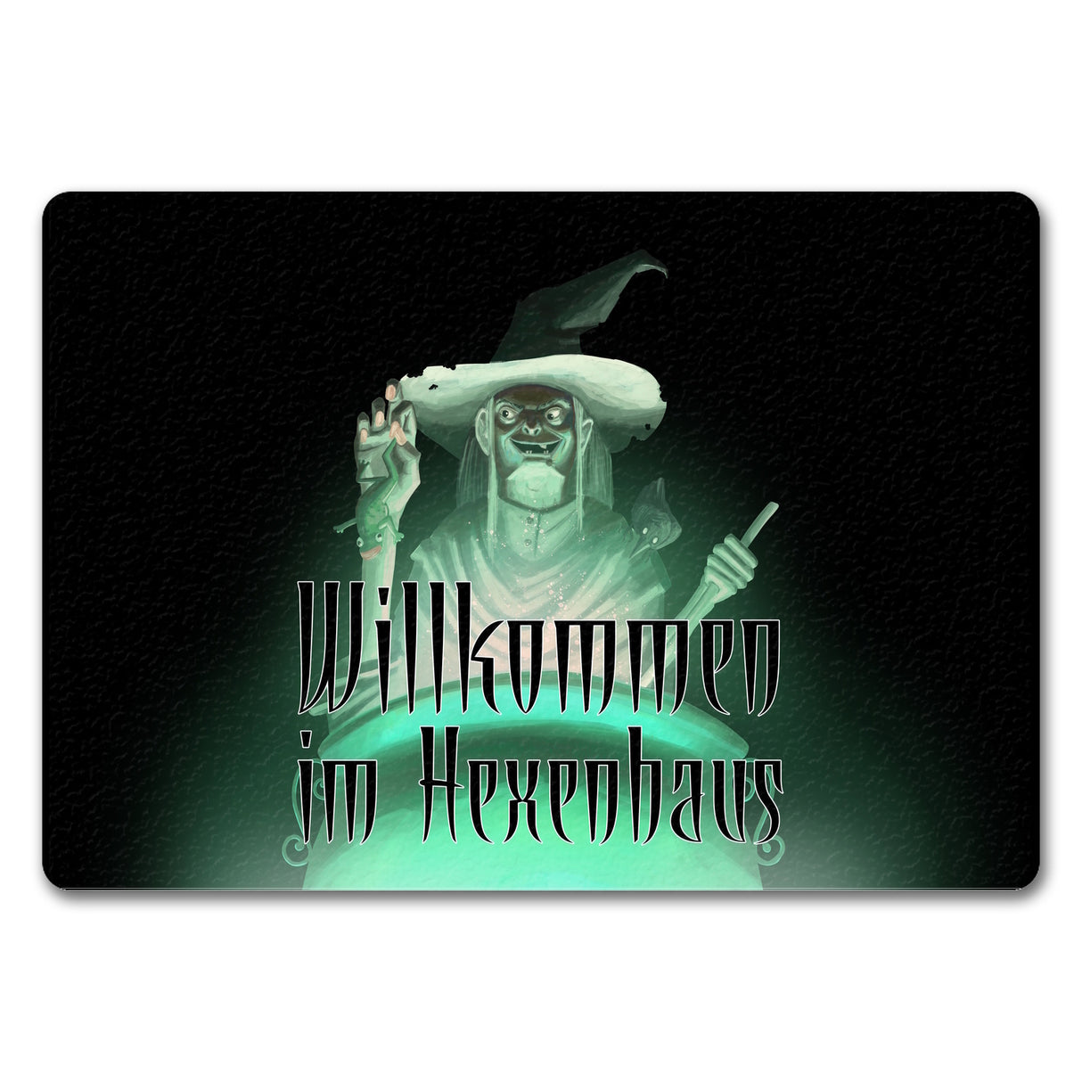 Fußmatte für Halloween mit böser Hexe und Hexenkessel - Willkommen im Hexenhaus