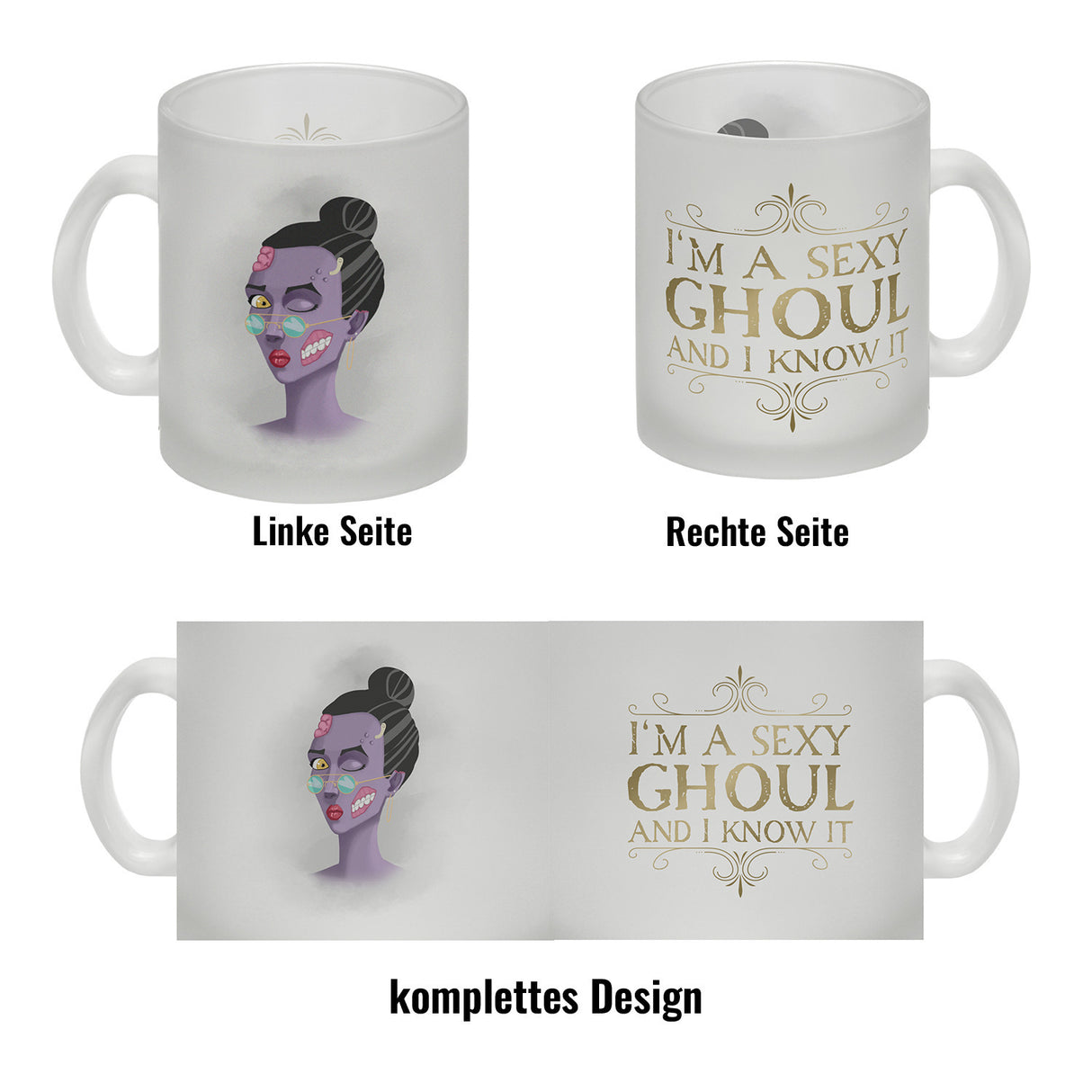 Kaffeetasse mit sexy Zombie und Spruch - I'm a sexy ghoul and I know it