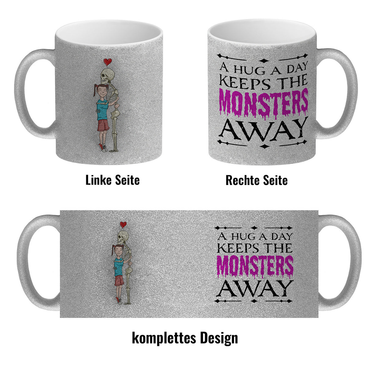 Kaffeetasse für Halloween mit Spruch - A hug a day keeps the monsters away