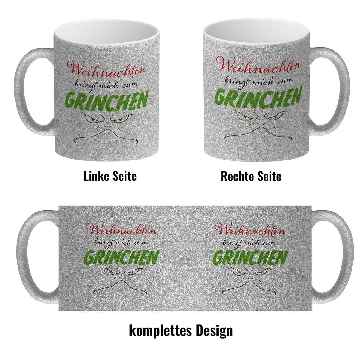 Weihnachten bringt mich zum grinchen Kaffeebecher mit Spruch