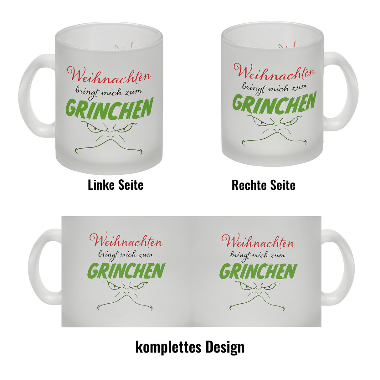 Weihnachten bringt mich zum grinchen Kaffeebecher mit Spruch