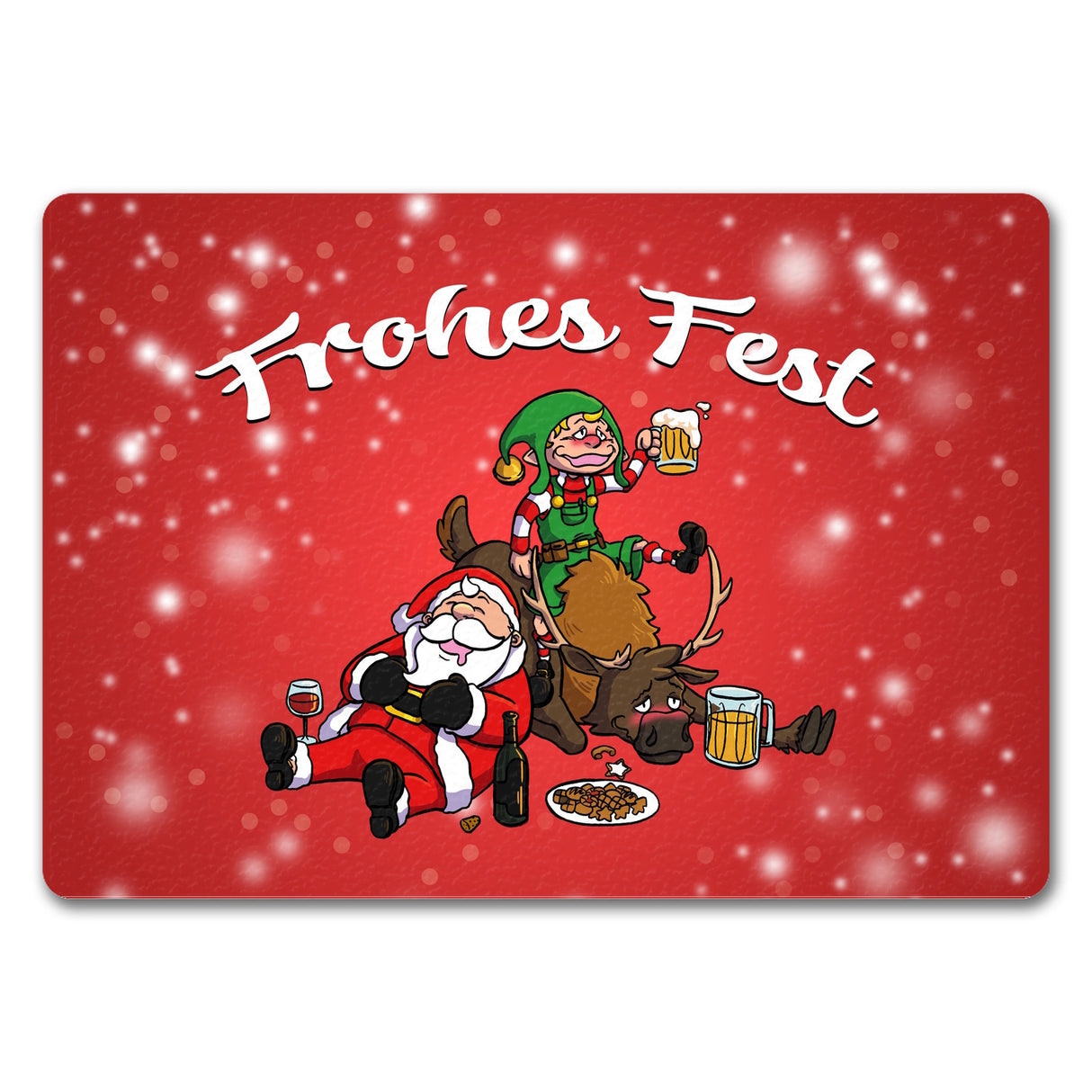 Frohes Fest mit lustigem Weihnachtsmotiv Fußmatte