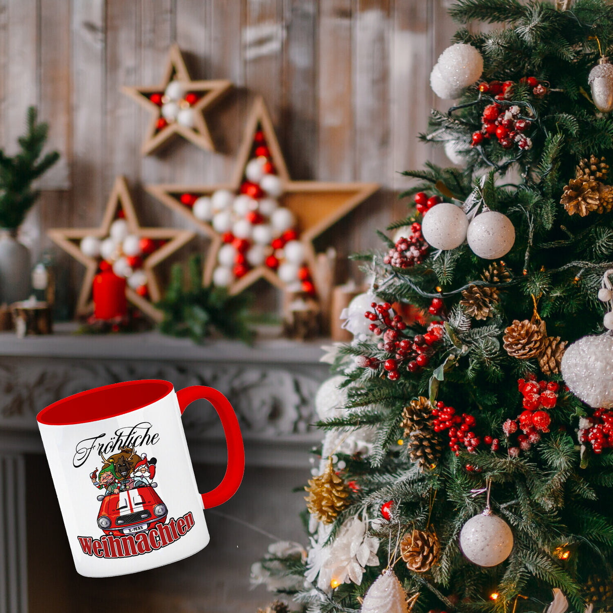 Fröhliche Weihnachten Kaffeebecher mit lustigem Weihnachtsmotiv