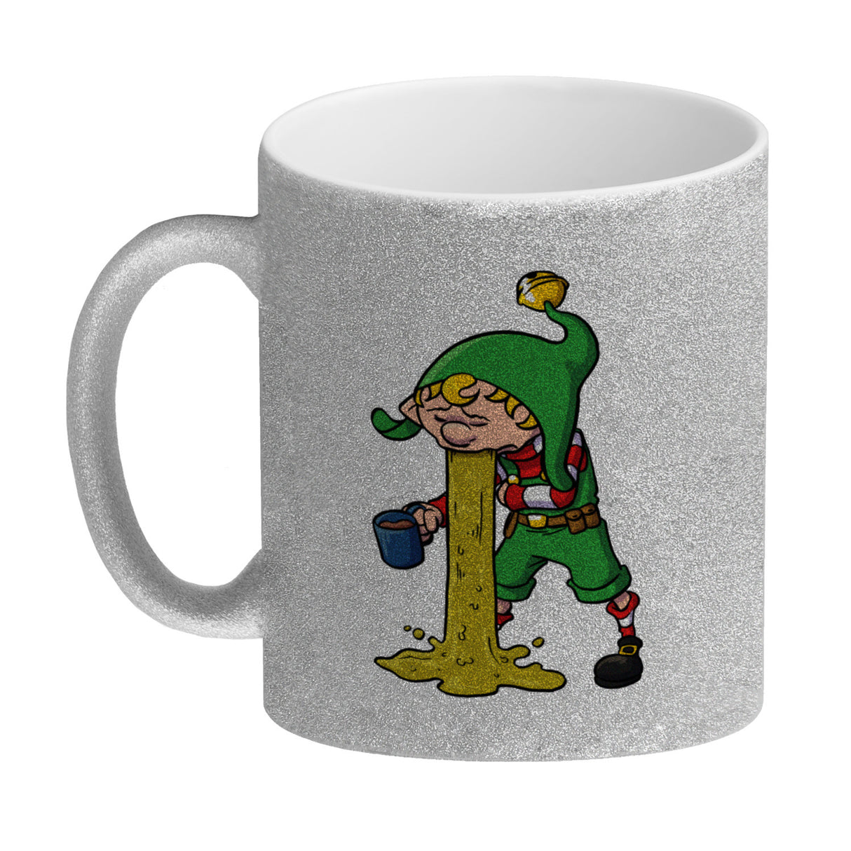 Kotzender Weihnachtswichtel mit Glühweintasse Weihnachten Kaffeebecher