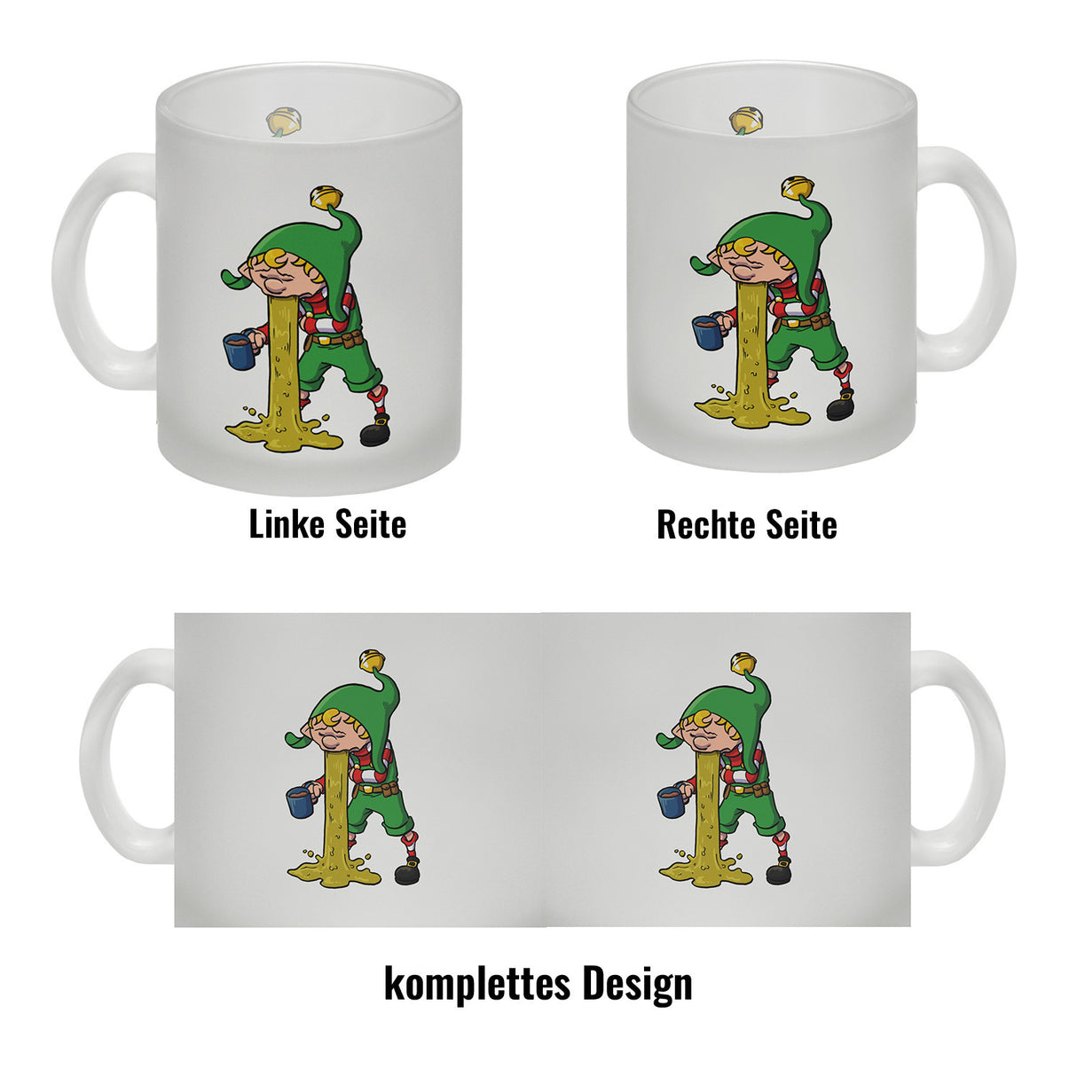 Kotzender Weihnachtswichtel mit Glühweintasse Weihnachten Kaffeebecher