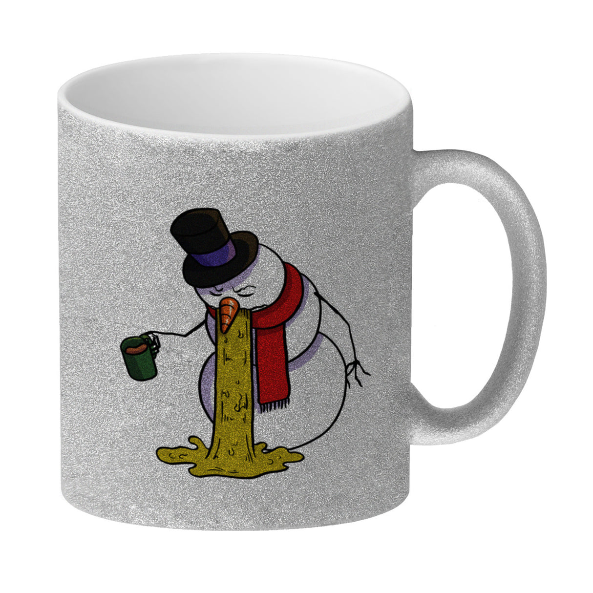 Kotzender Schneemann mit Glühweintasse Weihnachten Kaffeebecher