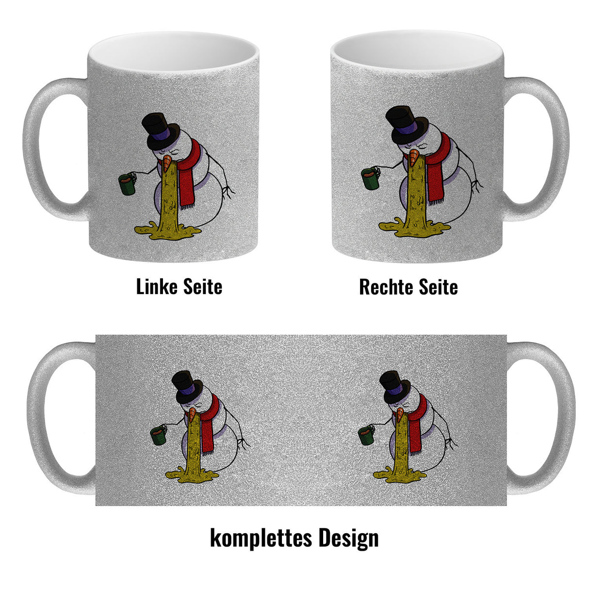 Kotzender Schneemann mit Glühweintasse Weihnachten Kaffeebecher