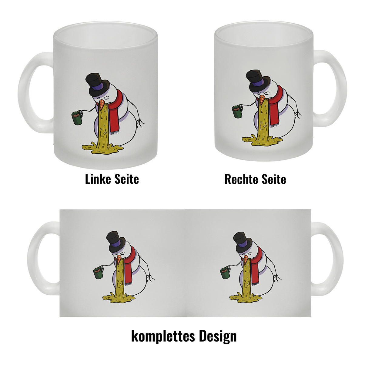 Kotzender Schneemann mit Glühweintasse Weihnachten Kaffeebecher