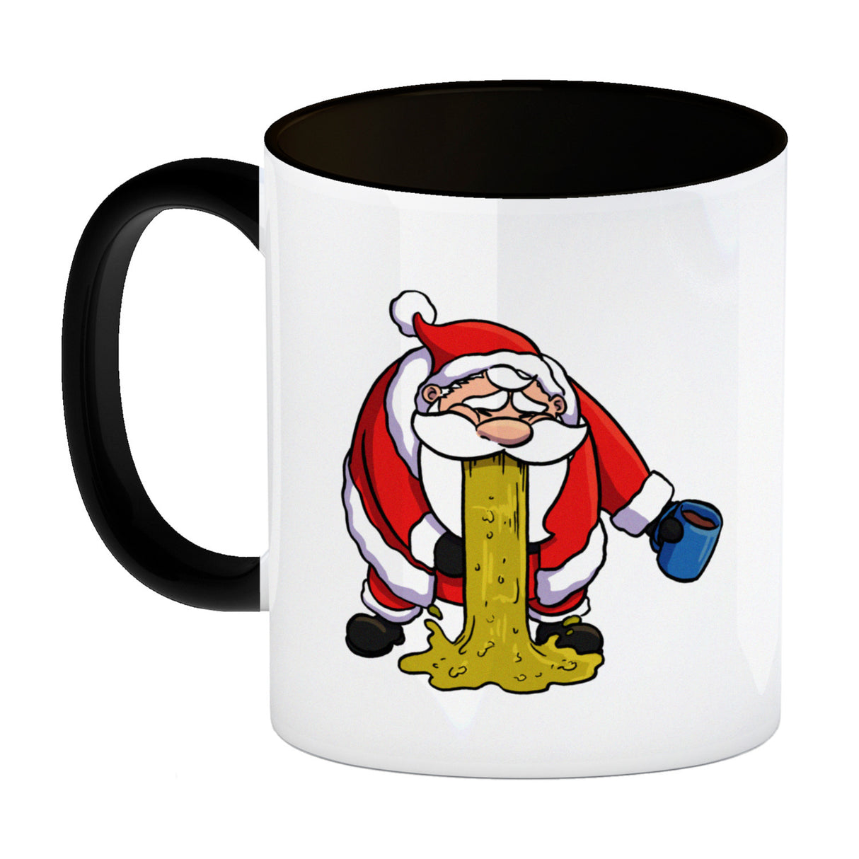 Kotzender Weihnachtsmann mit Glühweintasse Weihnachten Kaffeebecher