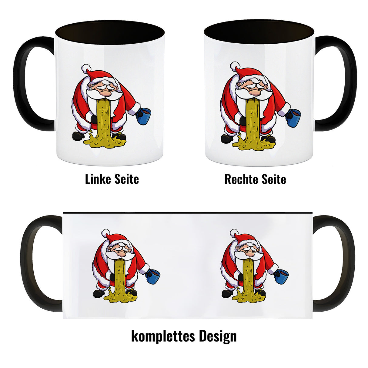 Kotzender Weihnachtsmann mit Glühweintasse Weihnachten Kaffeebecher