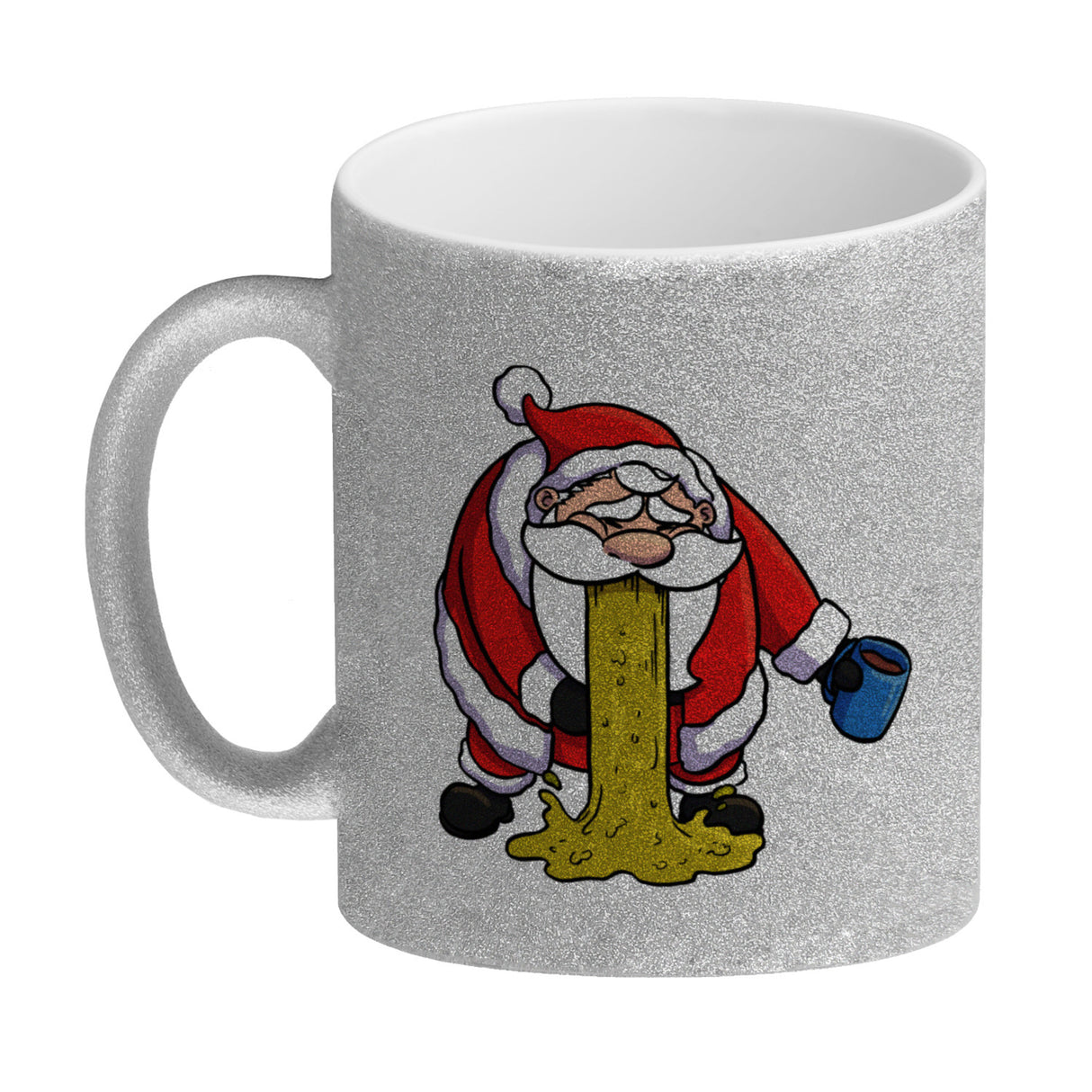 Kotzender Weihnachtsmann mit Glühweintasse Weihnachten Kaffeebecher