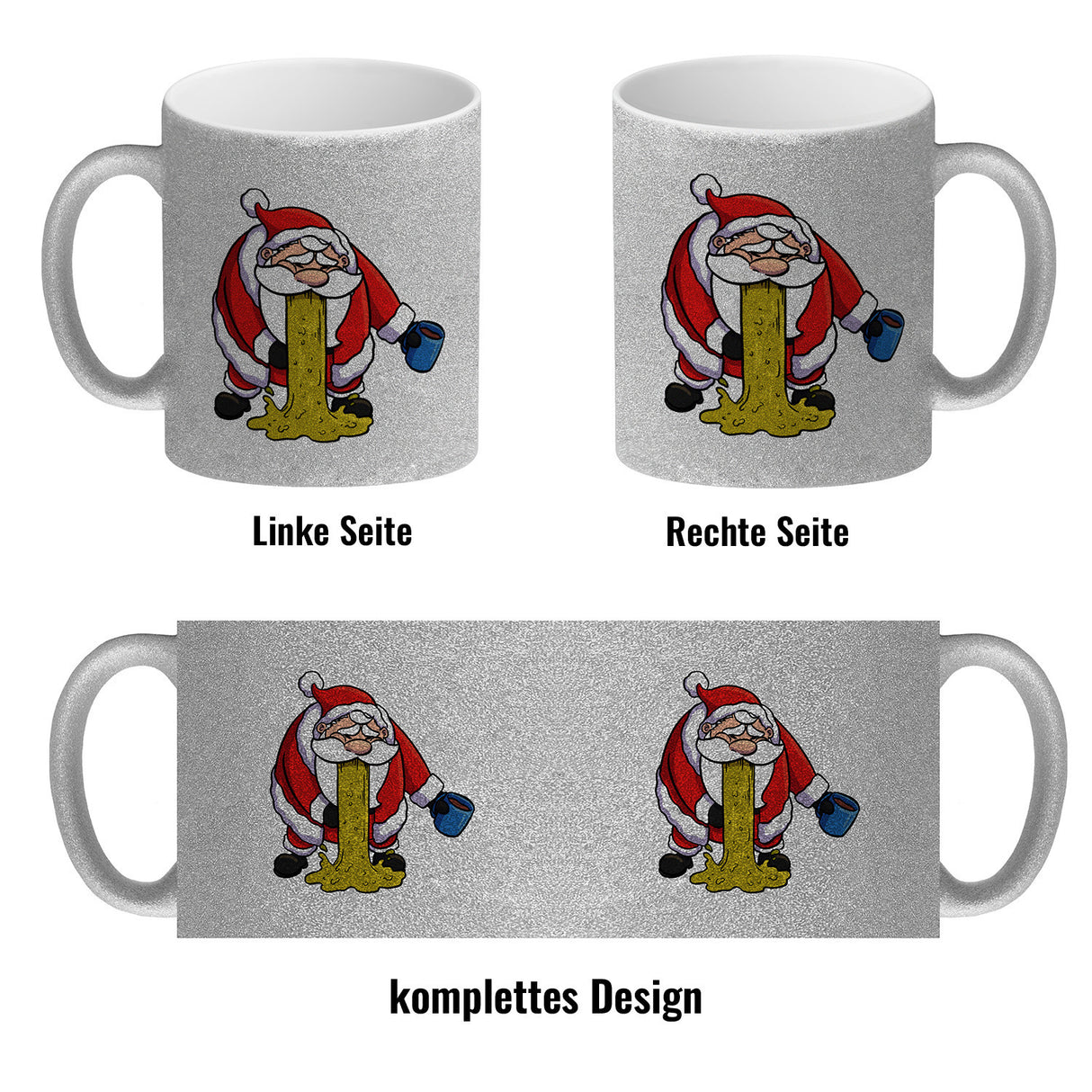Kotzender Weihnachtsmann mit Glühweintasse Weihnachten Kaffeebecher