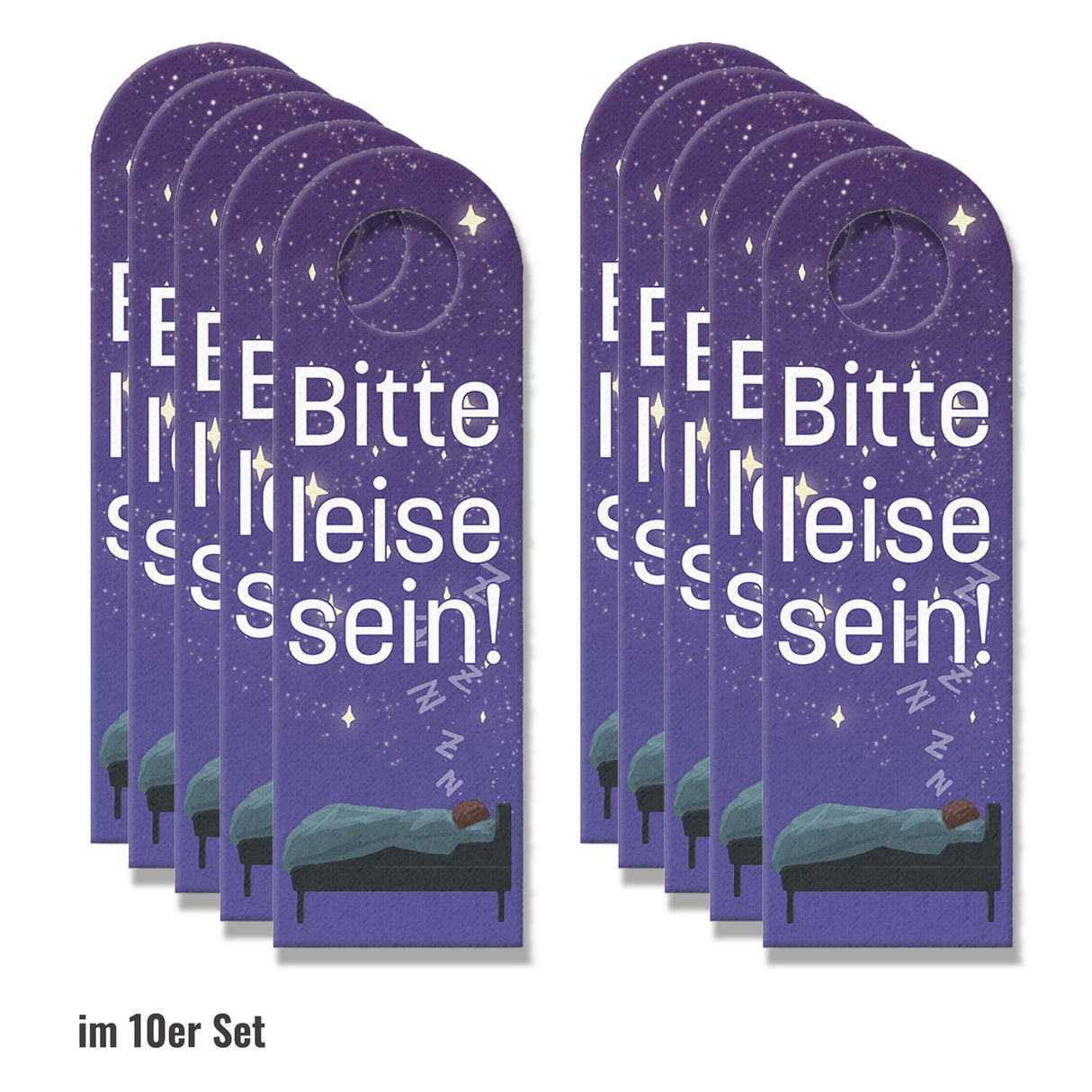 Bitte leise sein oder Bin wach Türhänger mit Bett unter freiem Himmel