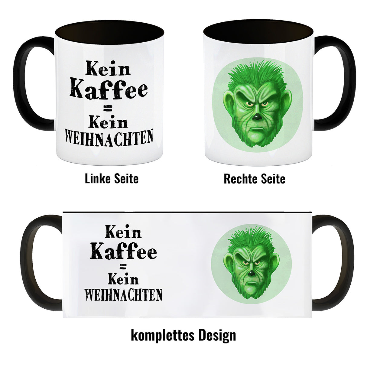 Kein Kaffee = Kein Weihnachten Kaffeetasse mit lustigem Miesepeter Motiv