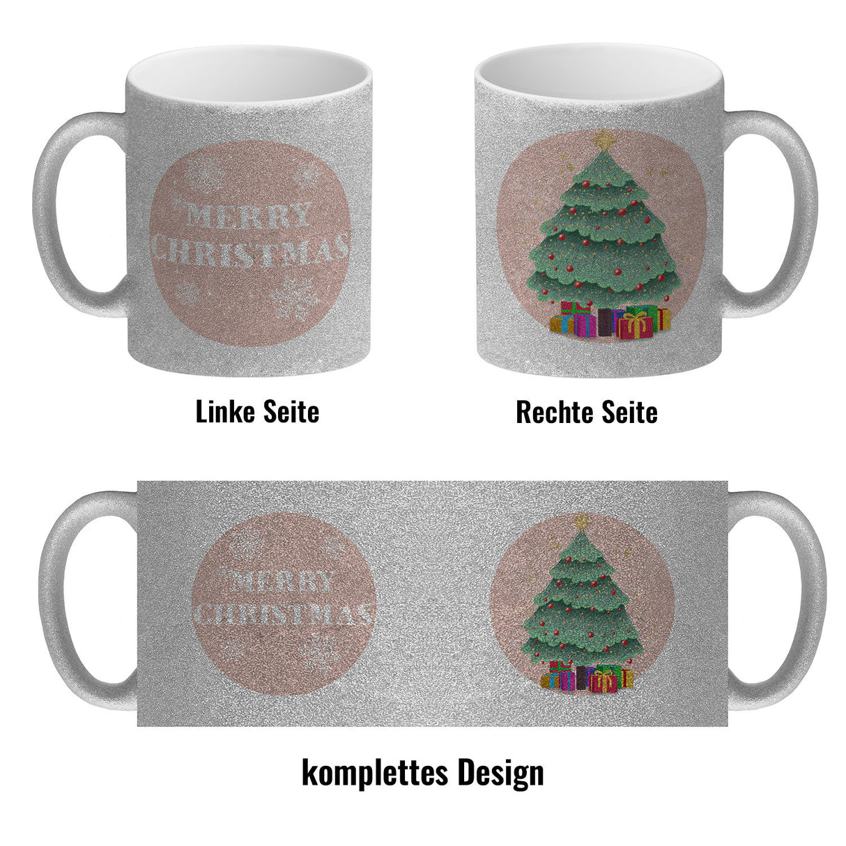 Merry Christmas Kaffeetasse mit schönem Weihnachtsbaum Motiv und Spruch