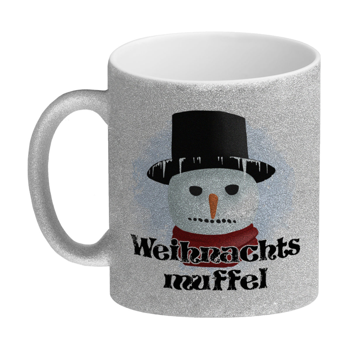 Weihnachtsmuffel witzige Kaffeetasse mit lustlosem Schneemann Motiv