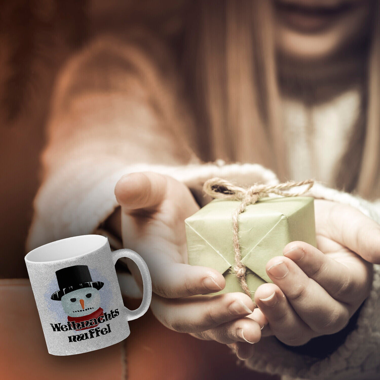 Weihnachtsmuffel witzige Kaffeetasse mit lustlosem Schneemann Motiv