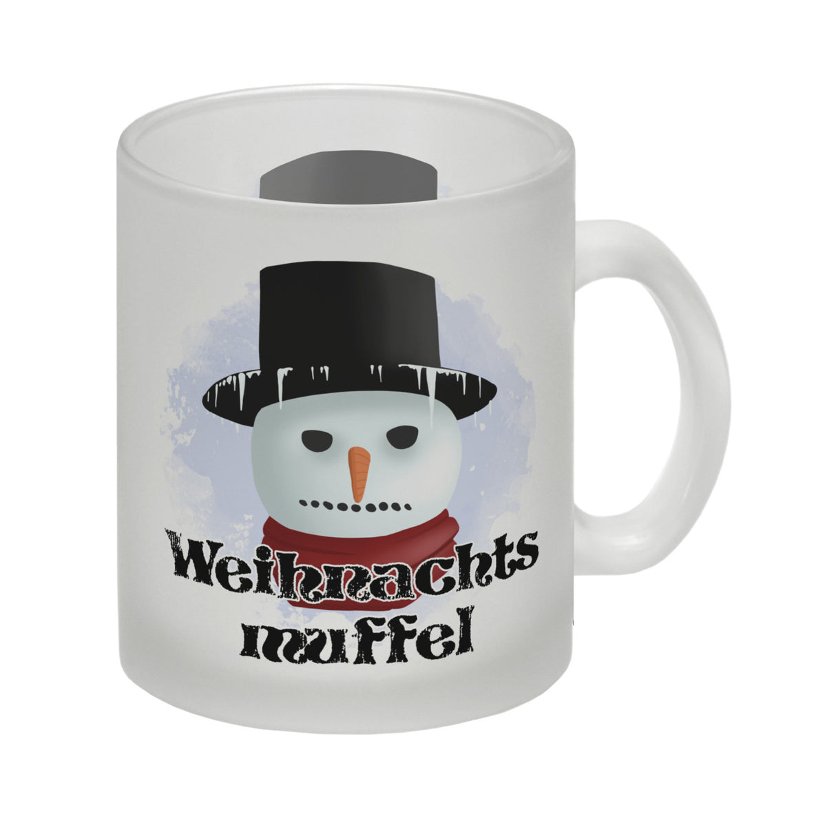 Weihnachtsmuffel witzige Kaffeetasse mit lustlosem Schneemann Motiv