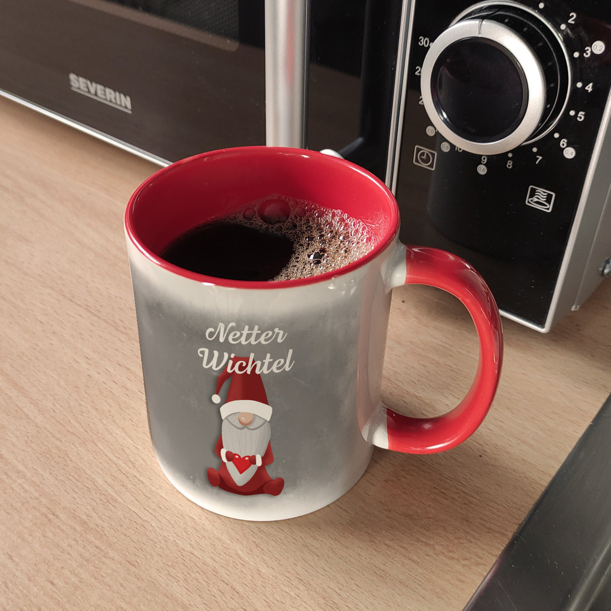 Netter Wichtel böser Wichtel Kaffeetasse für Weihnachten mit witzigen Wichteln