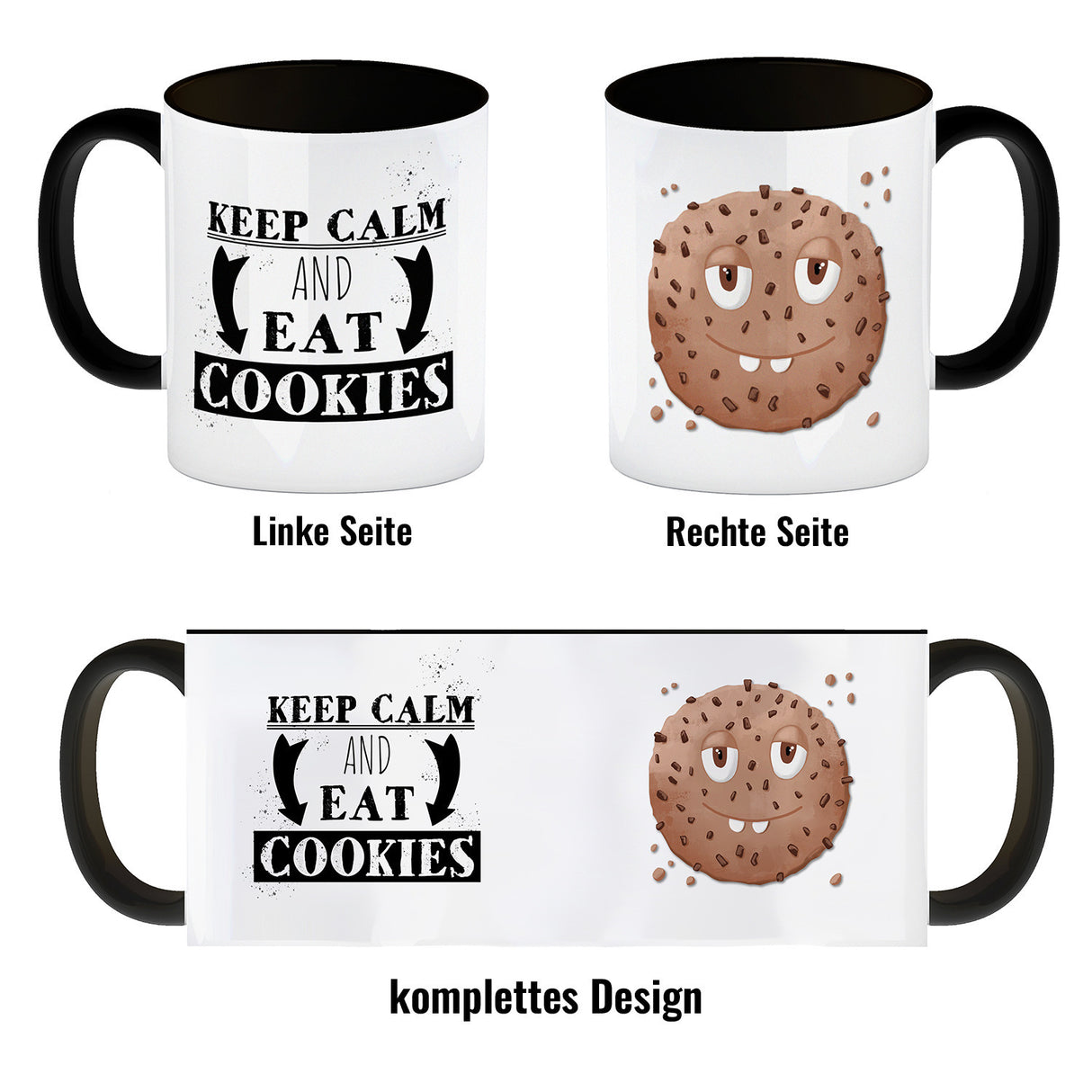 Keep calm and eat cookies Kaffeetasse mit lustigem Keks