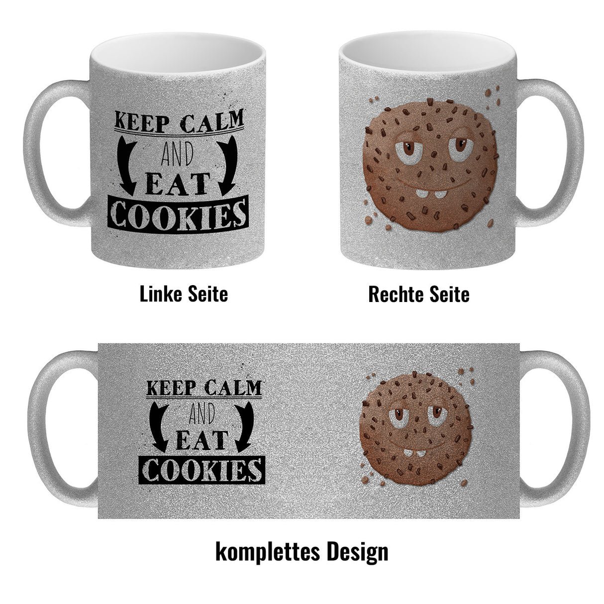 Keep calm and eat cookies Kaffeetasse mit lustigem Keks