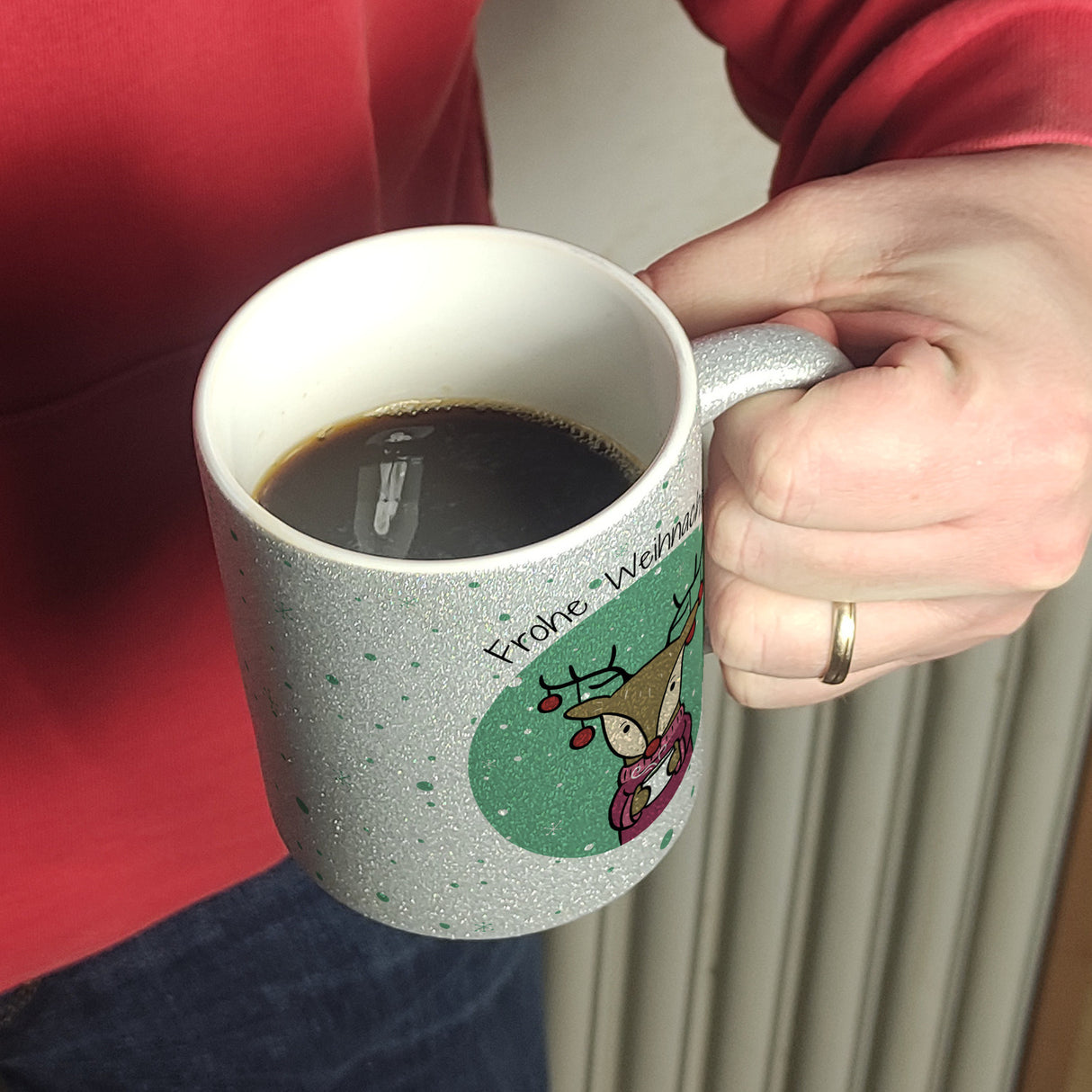 Frohe Weihnachten Kaffeebecher mit süßem Rentier