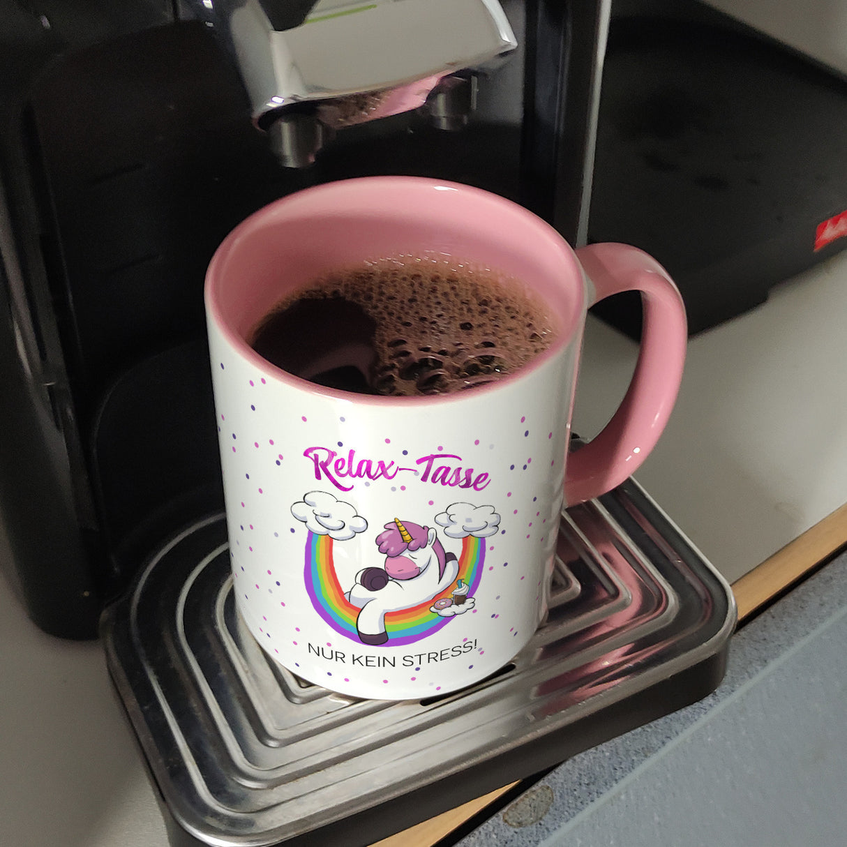 Relax-Tasse Einhorn mit Regenbogen Kaffeebecher