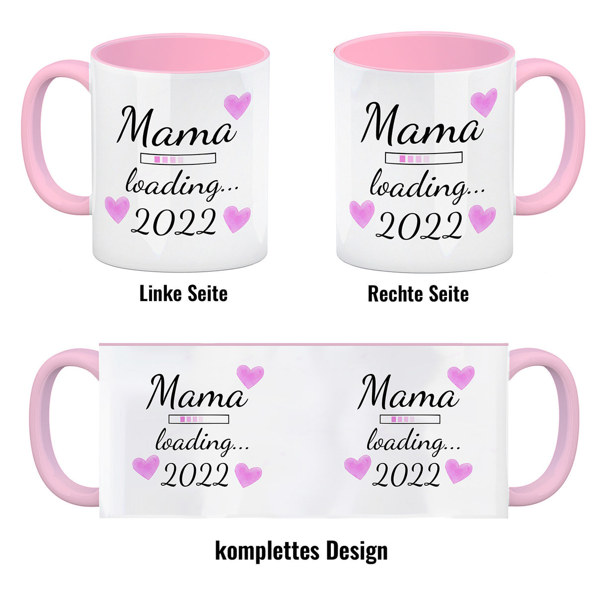 Mama loading 2022 Kaffeetasse mit Herzen für die Schwangerschaft