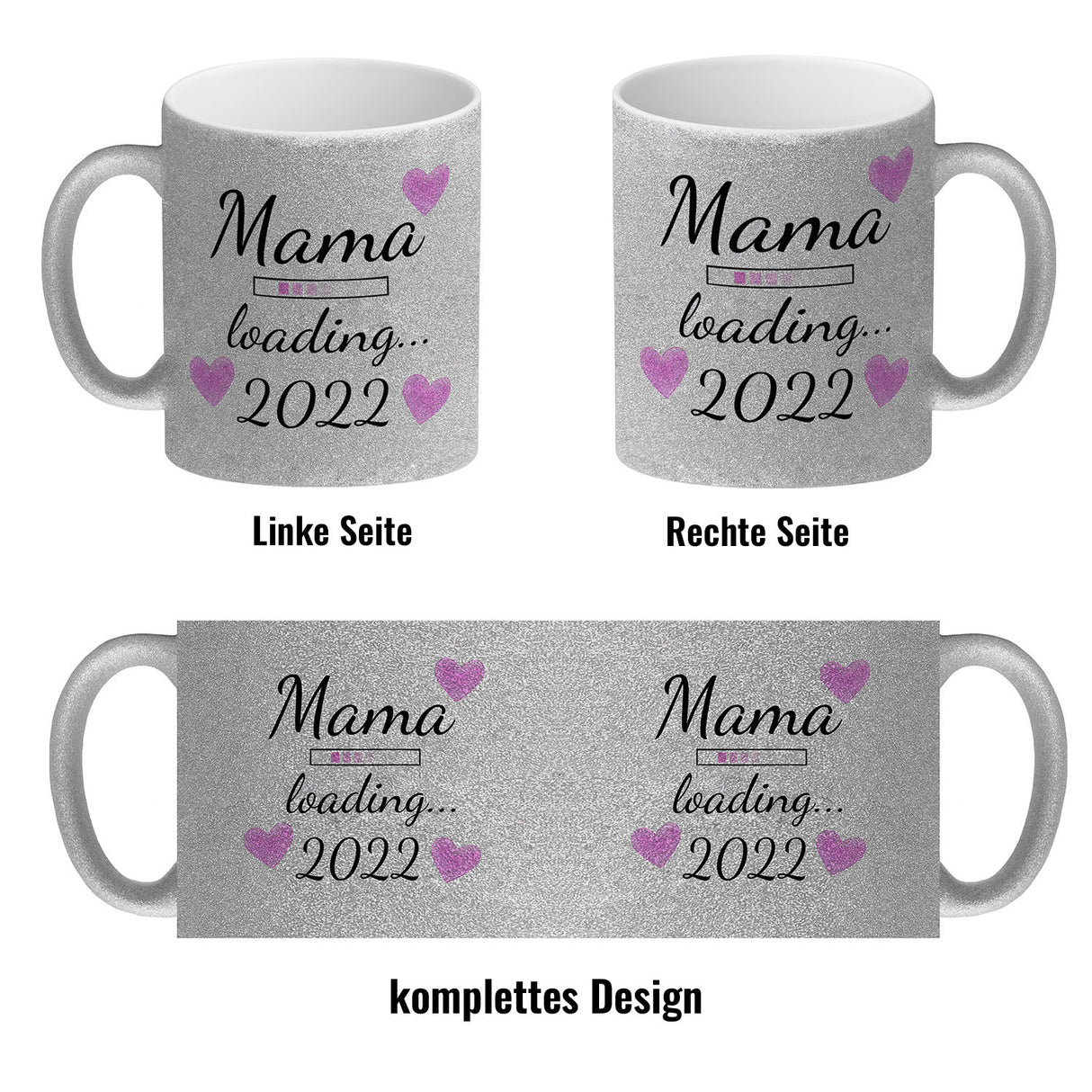 Mama loading 2022 Kaffeetasse mit Herzen für die Schwangerschaft