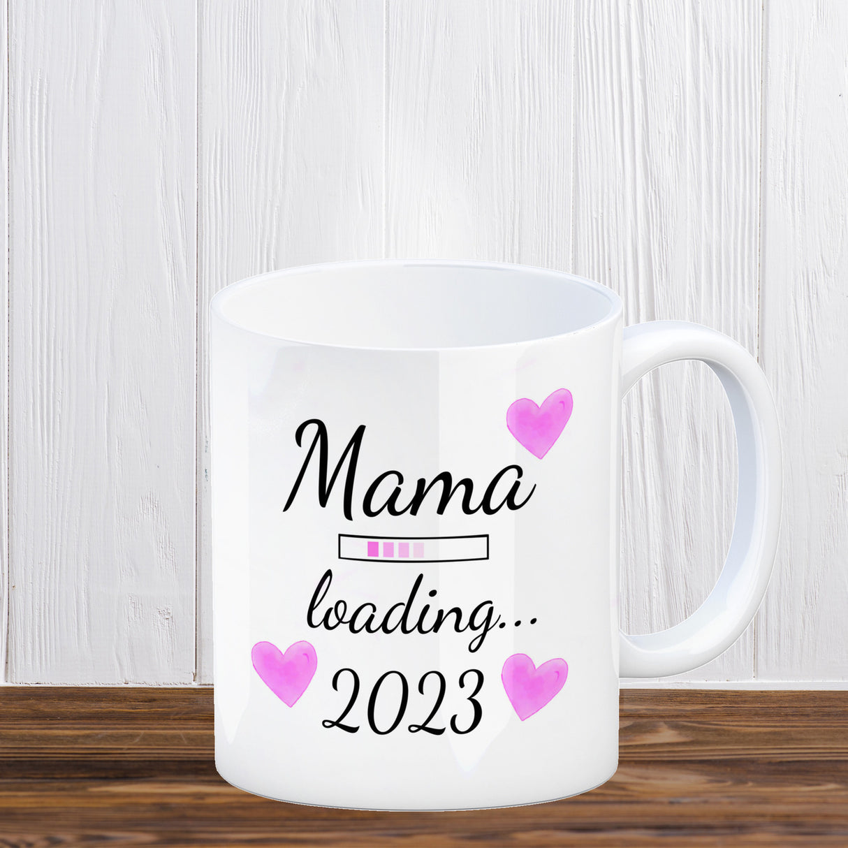 Mama loading 2022 Kaffeetasse mit Herzen für die Schwangerschaft