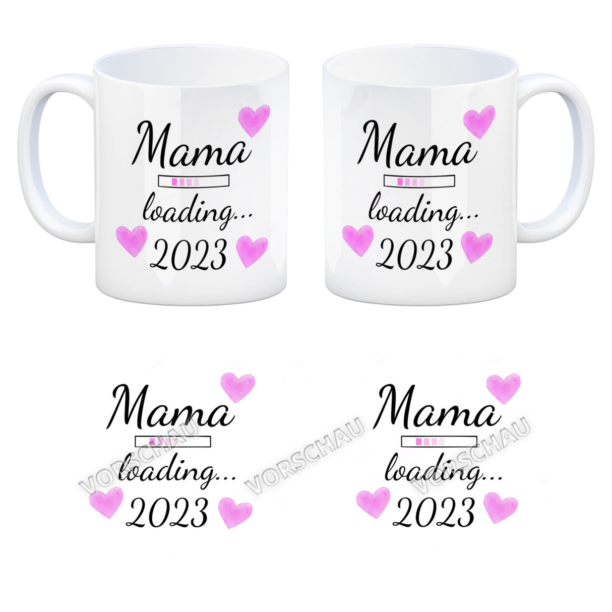 Mama loading 2022 Kaffeetasse mit Herzen für die Schwangerschaft