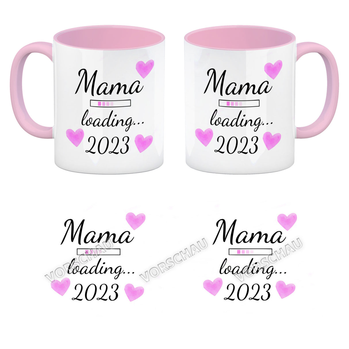 Mama loading 2022 Kaffeetasse mit Herzen für die Schwangerschaft