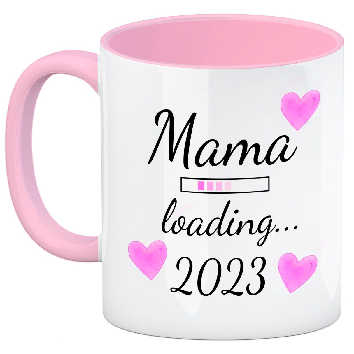 Mama loading 2022 Kaffeetasse mit Herzen für die Schwangerschaft