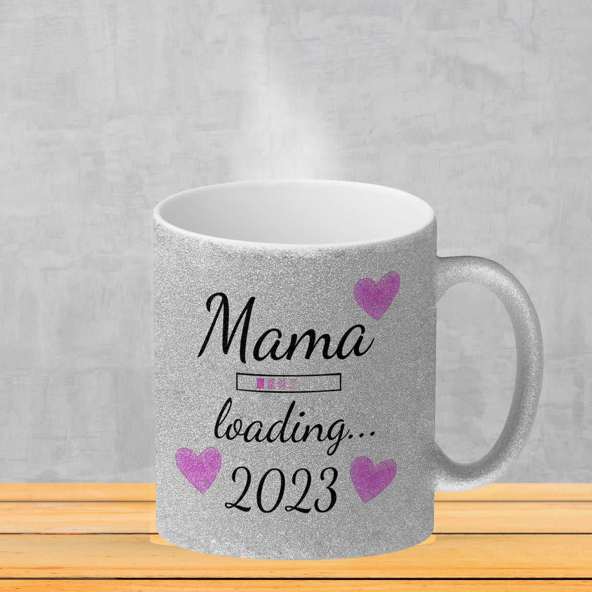 Mama loading 2022 Kaffeetasse mit Herzen für die Schwangerschaft