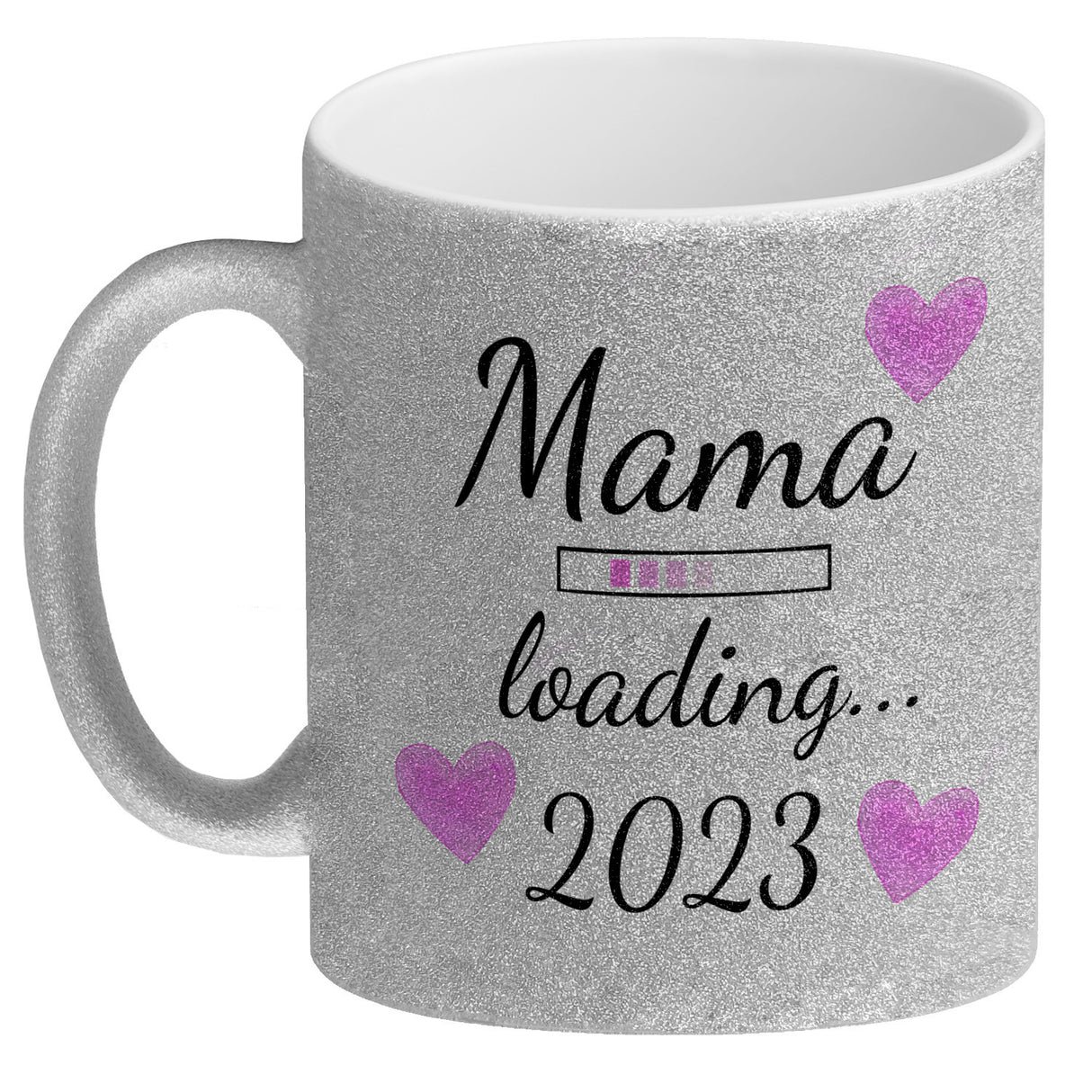 Mama loading 2022 Kaffeetasse mit Herzen für die Schwangerschaft