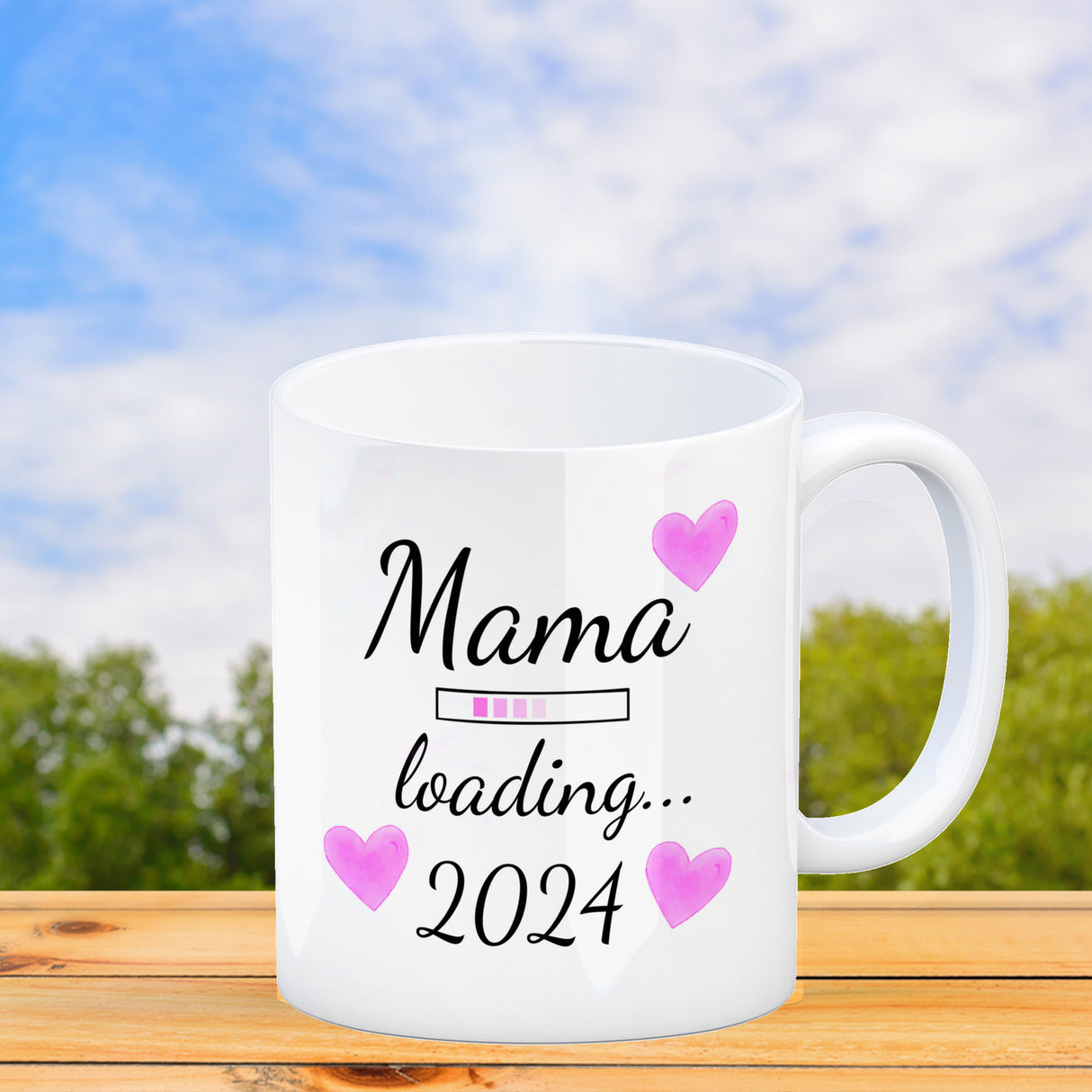 Mama loading 2022 Kaffeetasse mit Herzen für die Schwangerschaft