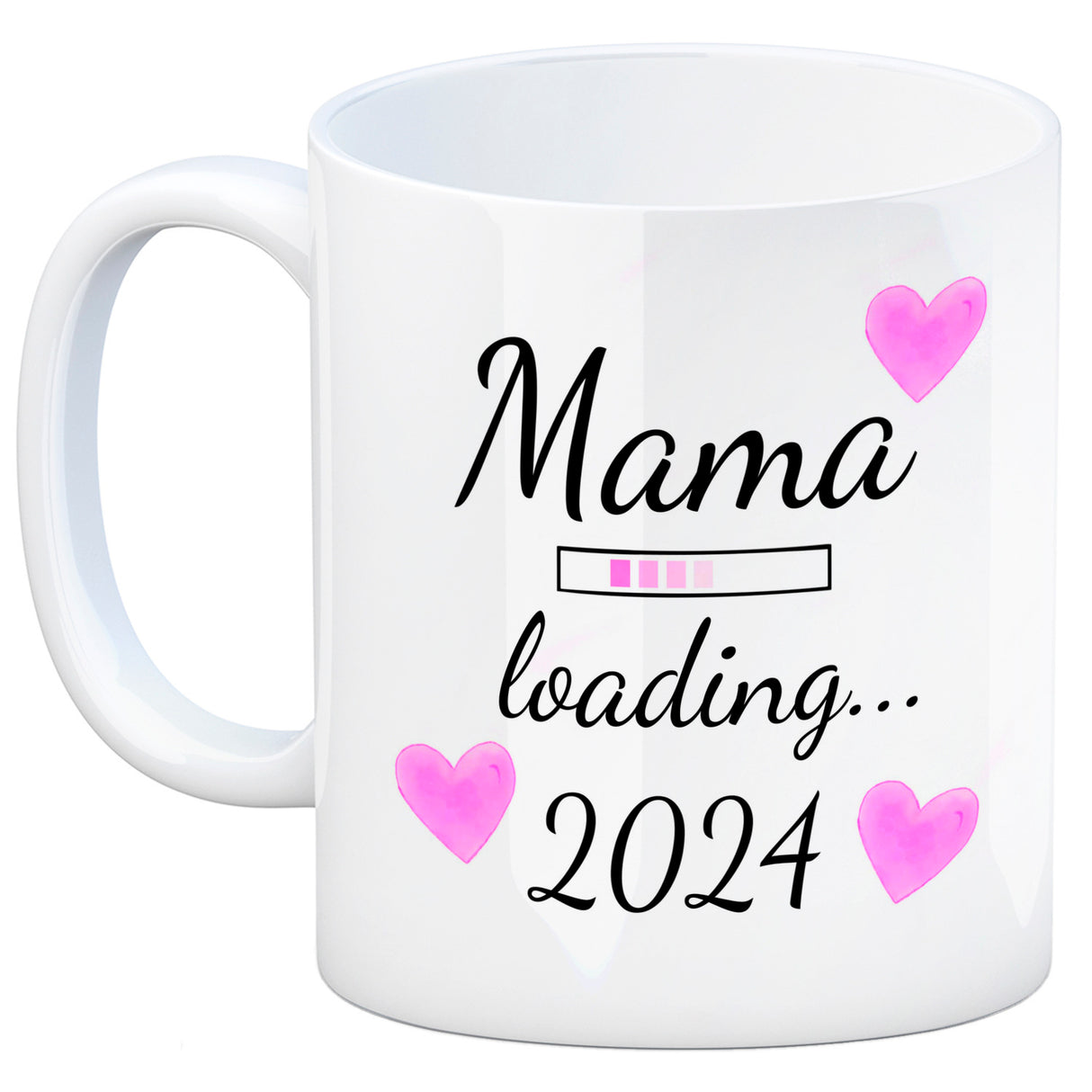 Mama loading 2022 Kaffeetasse mit Herzen für die Schwangerschaft