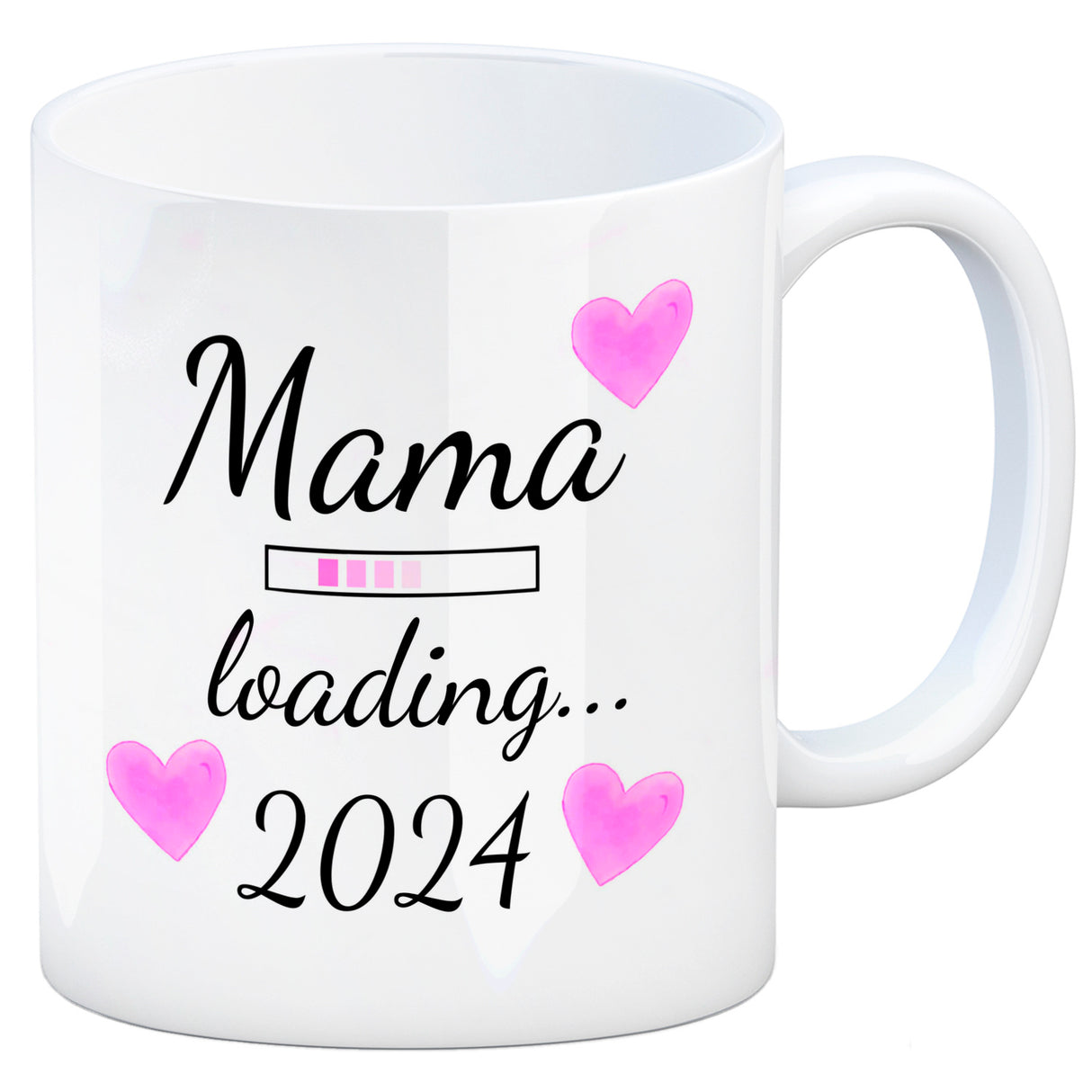 Mama loading 2022 Kaffeetasse mit Herzen für die Schwangerschaft