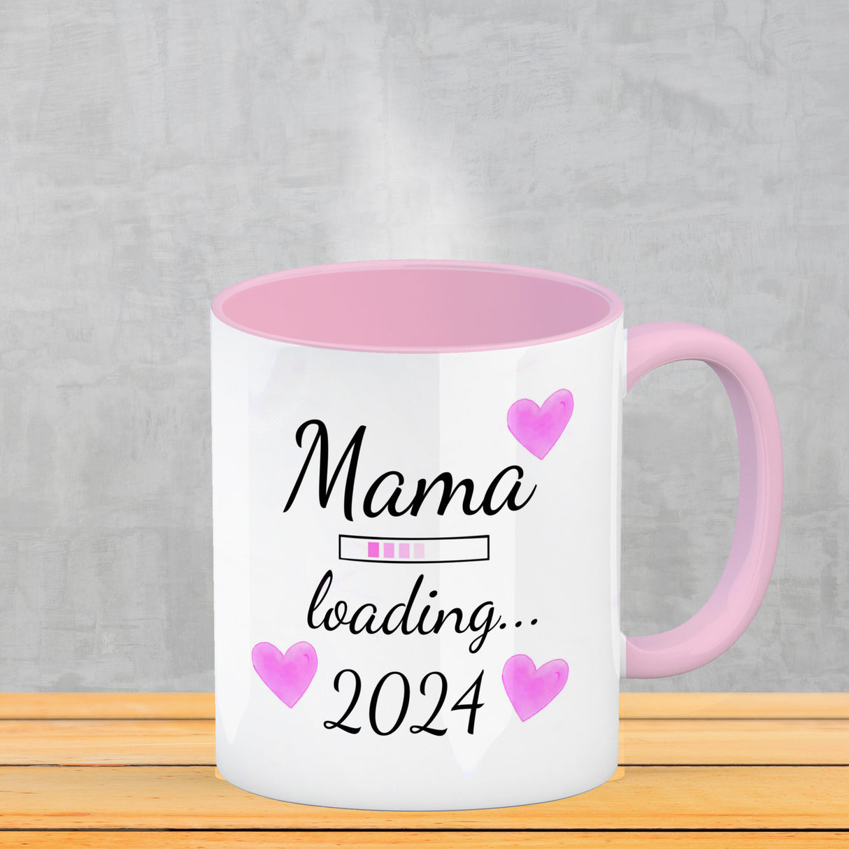Mama loading 2022 Kaffeetasse mit Herzen für die Schwangerschaft