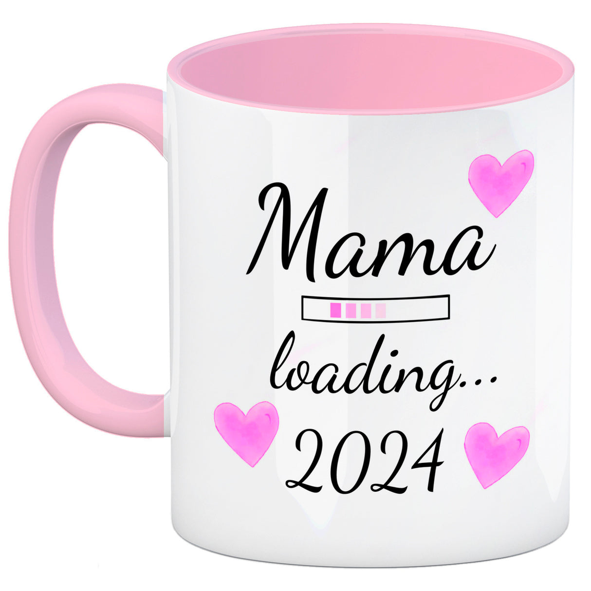 Mama loading 2022 Kaffeetasse mit Herzen für die Schwangerschaft