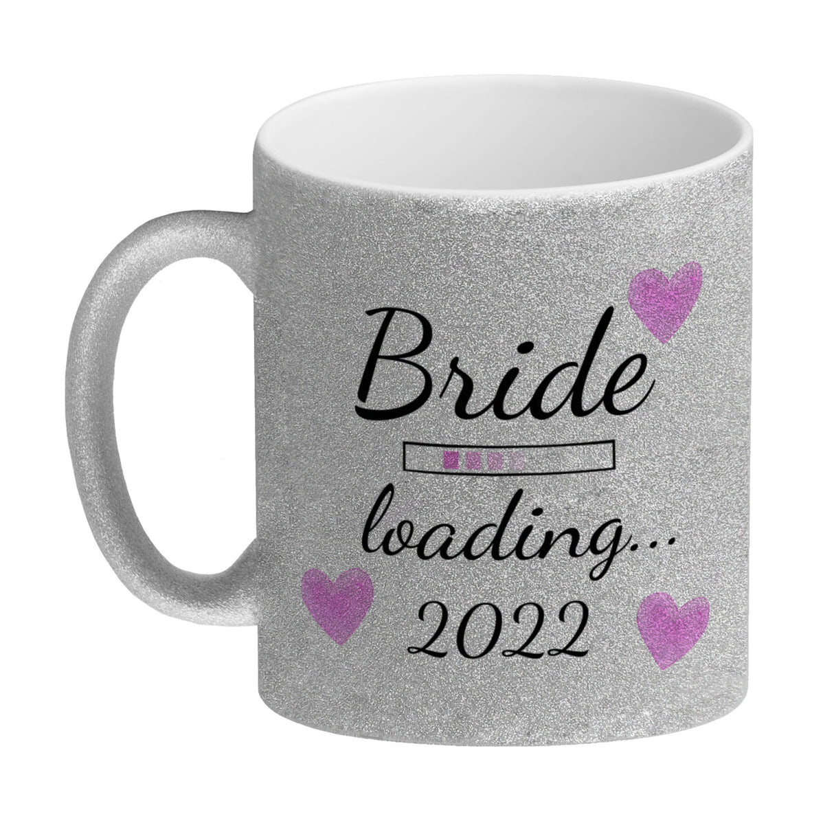 Bride loading Tasse Kaffeetasse 2022 mit rosa Herzen